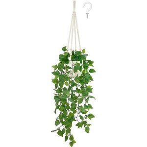 Fake Hanging Plant with Pot, Artificial Plants for Home Decor Indoor Macrame